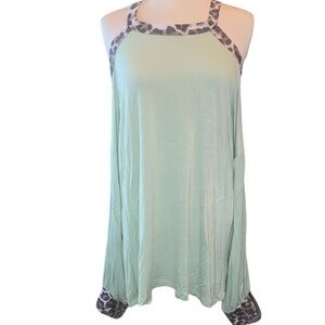 BiBi blouse loose fit animal print long sleeve cold shoulder Sz large